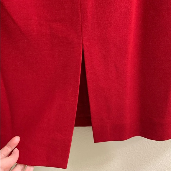 Vintage Jones New York Essentials Red Wool Skirt Size 14 Classic Office Workwear - Picture 7 of 9